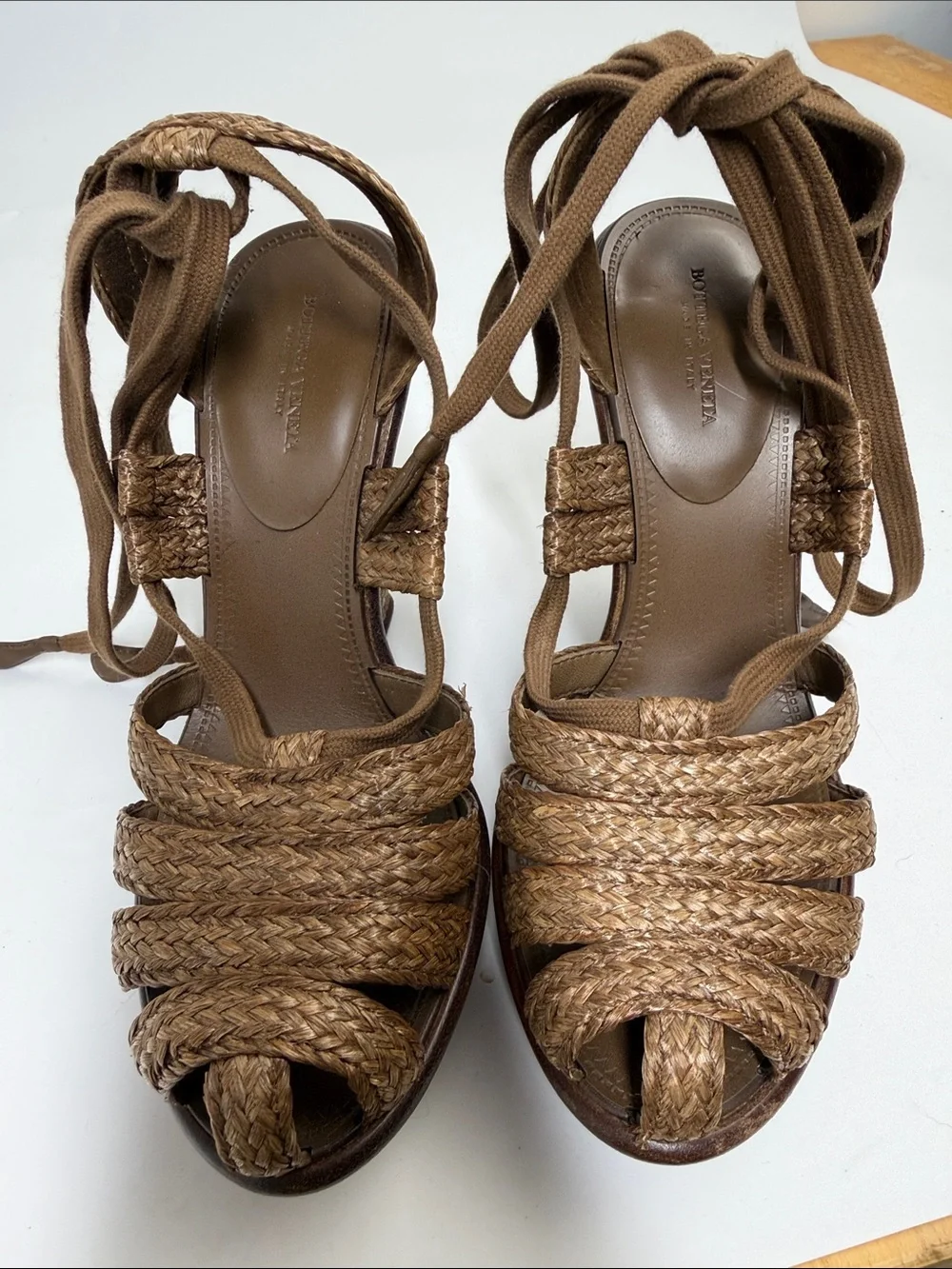 Bottega Veneta Braided Wedge Sandals - Brown